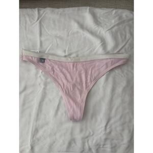 NWOT Barely There Pink Cotton Thong Panty Logo Waistband Low Rise Size M 6